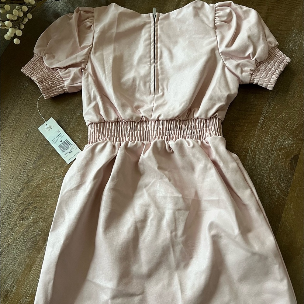 New - Girls Habitual Light Pink Faux Leather Dress - Picture 4 of 4